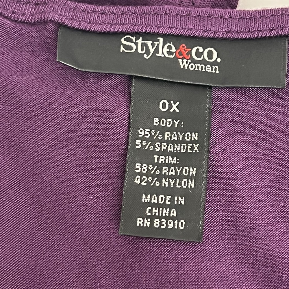 Style & Co Blouse Size OX Paisley Floral Velvet Front Panel Long Sleeve Top New - Picture 11 of 13